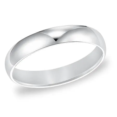 10K White Gold 5mm Comfort Fit Plain Wedding Band