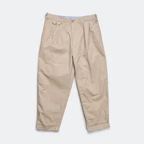 2 Pleat Twill Pants - Khaki