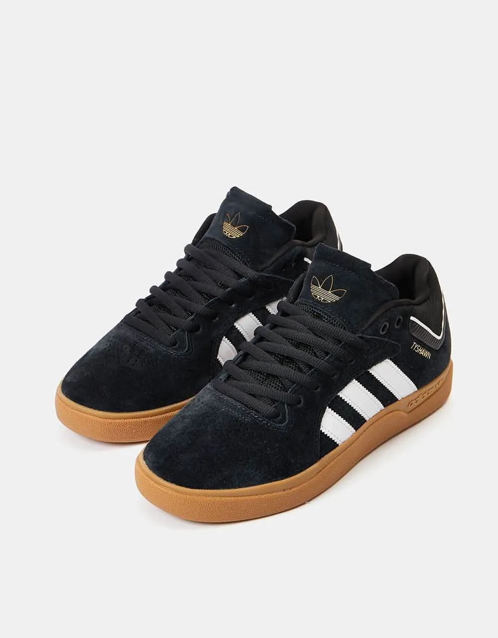 adidas Tyshawn Skate Shoes - Core Black/White/Gold Metallic