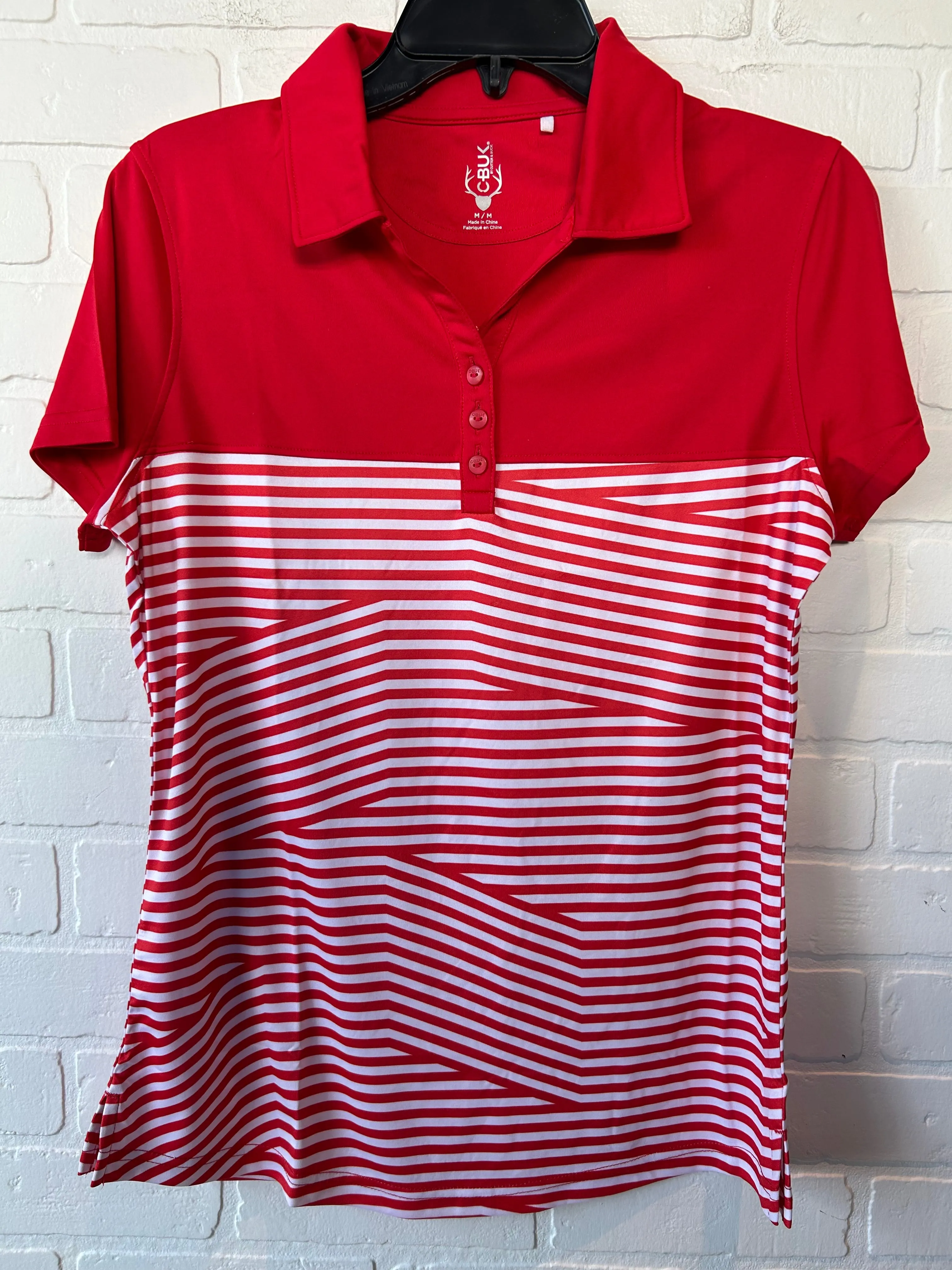 Athletic Top Short Sleeve By C-Buk In Red & White, Size: M