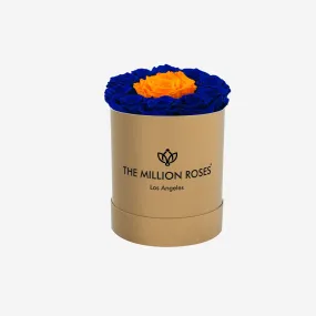 Basic Gold Box | Royal Blue & Orange Mini Roses