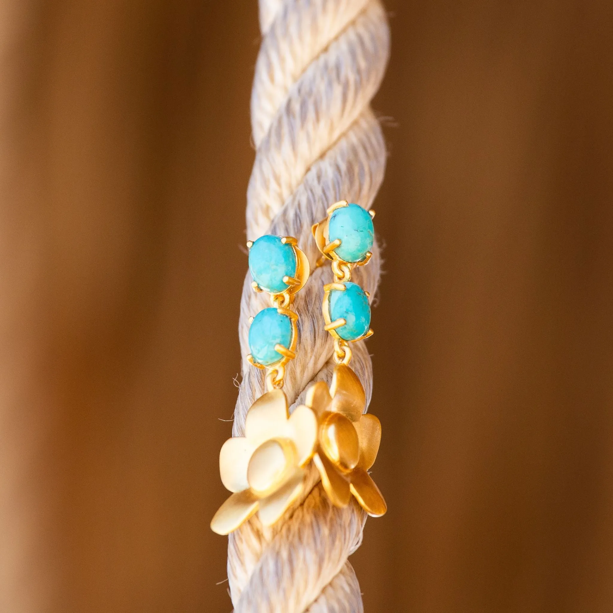 Beachside Bloom Drop Earrings - Turquoise