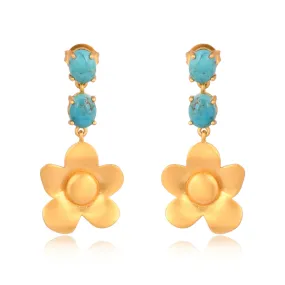 Beachside Bloom Drop Earrings - Turquoise