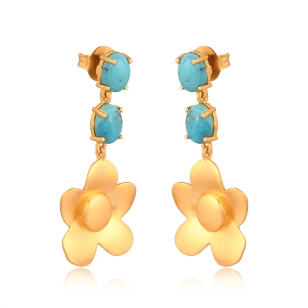 Beachside Bloom Drop Earrings - Turquoise