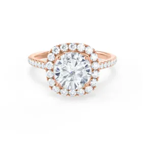 BLUSH - Round Lab Diamond 18k Rose Gold Petite Halo Ring