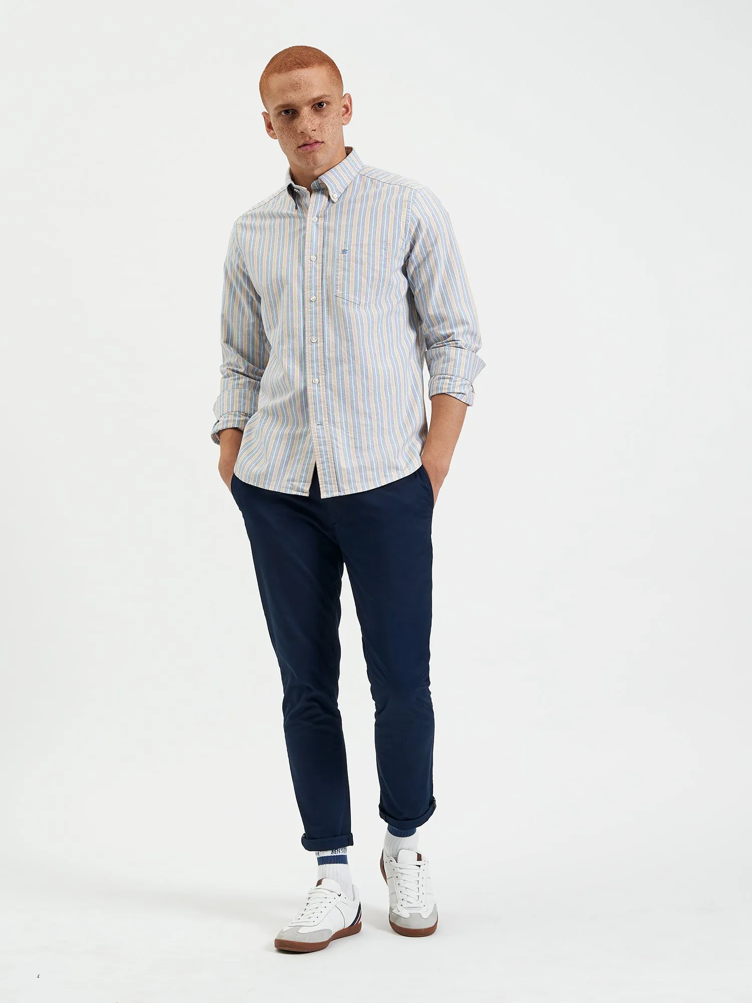 Brighton Oxford Organic Shirt - Collegiate Stripe