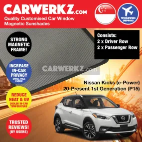 Customised Window Magnetic Sunshades for Nissan Kicks e-Power 2020-Current 1st Generation (P15) Japan SUV