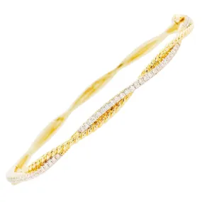 Diamond & Rope Twist Bangle Bracelet