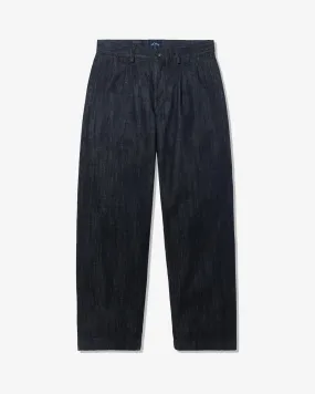 Double-Pleated Denim Pant