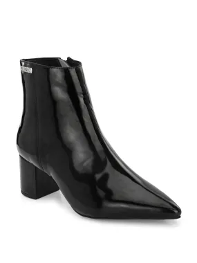 Elegant Ebony Glossy Bootie For Women