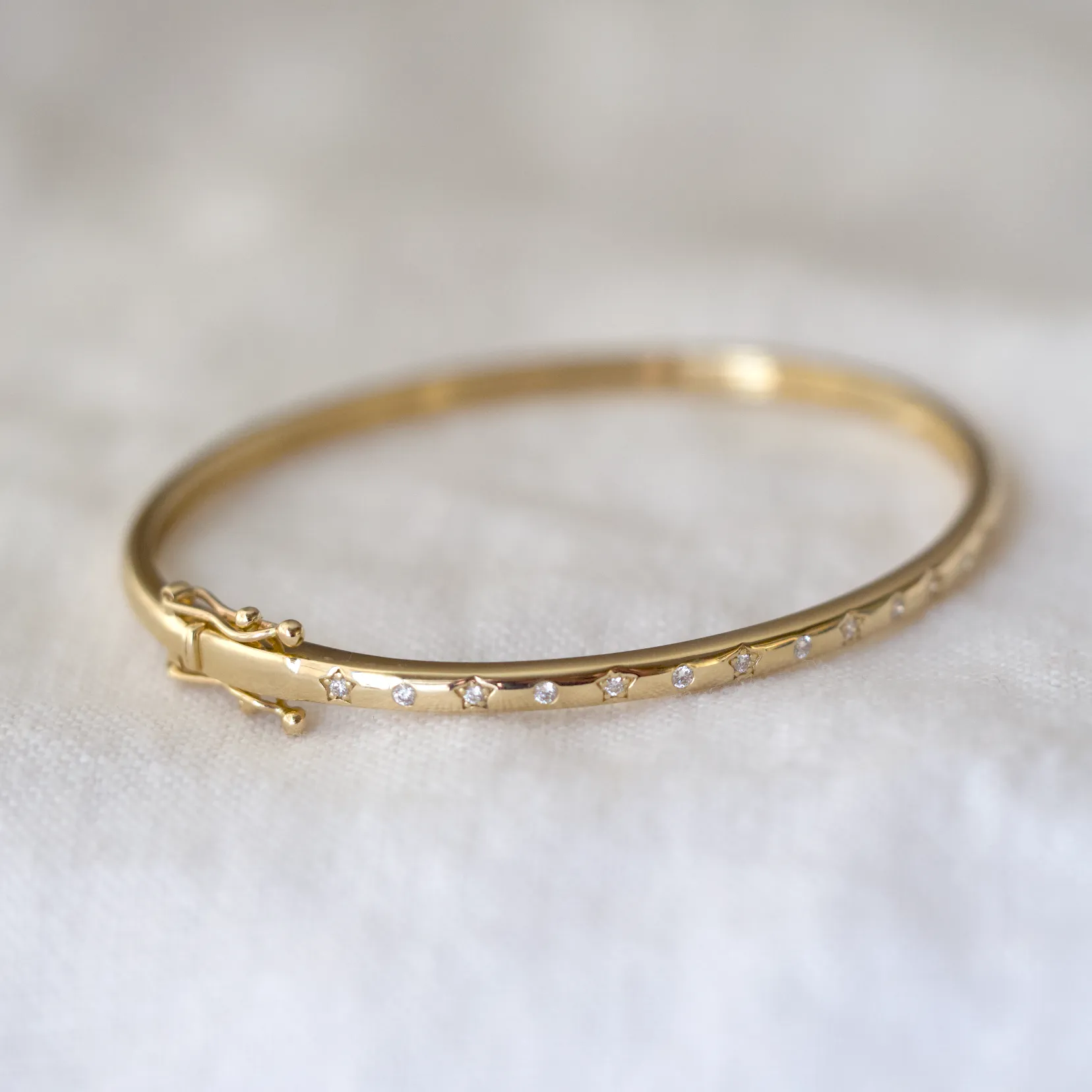 Hinged Bangle with Diamonds