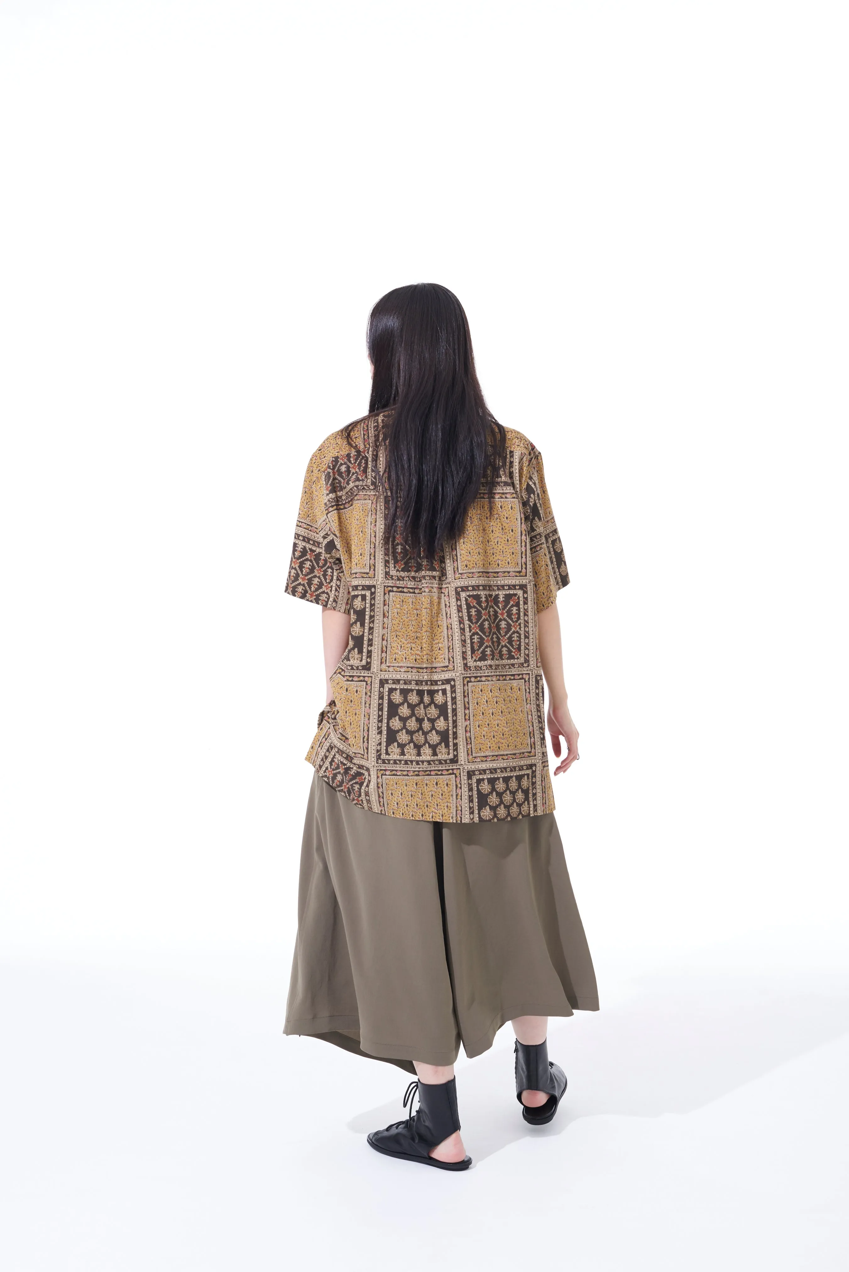 INDIAN BLOCK PRINTED SQUARE PATTERN HALF-SLEEVE SHIRT