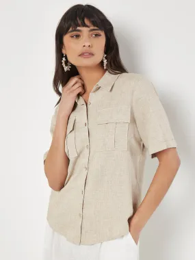 Linen Blend Short Sleeve Shirt