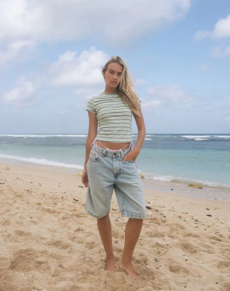 Low Rise Skater Shorts in Bleach Denim