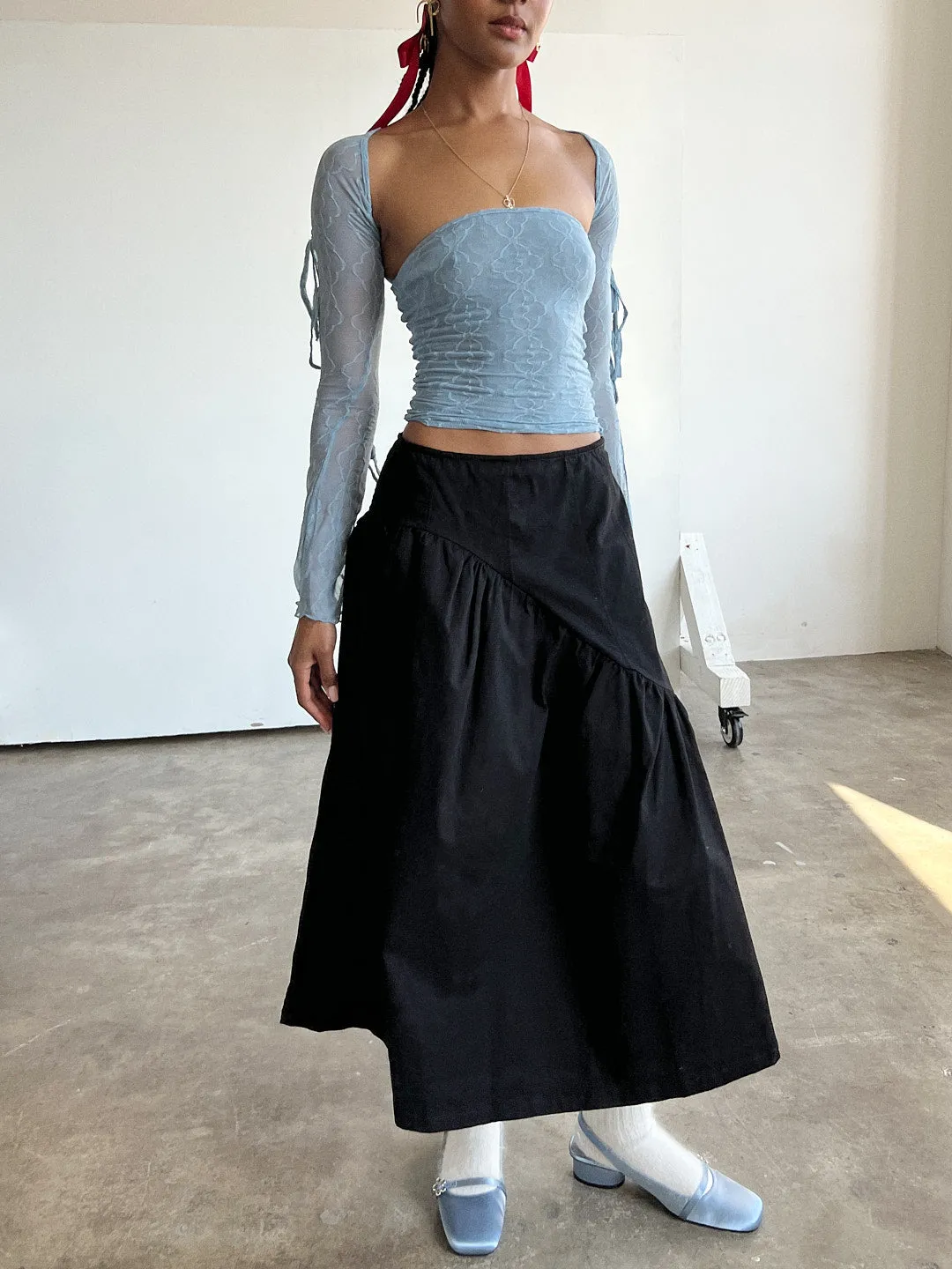 Maeve Midi Skirt - Caviar Twill