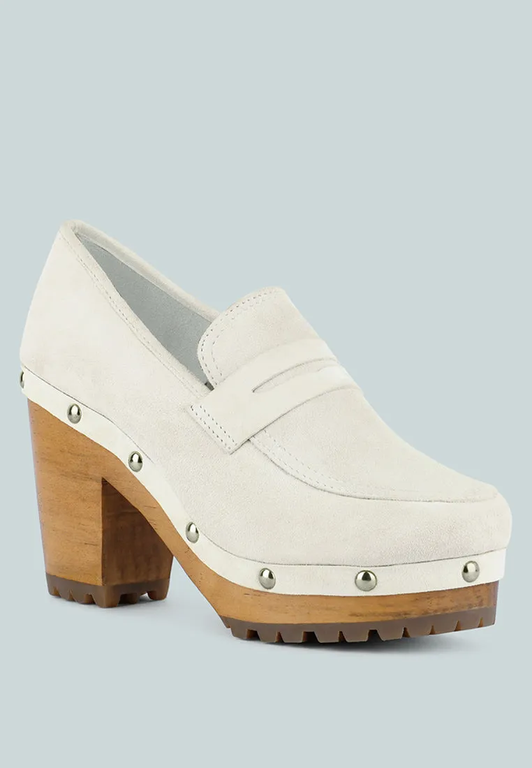 OSAGE White Clogs Loafers in Fine Suede