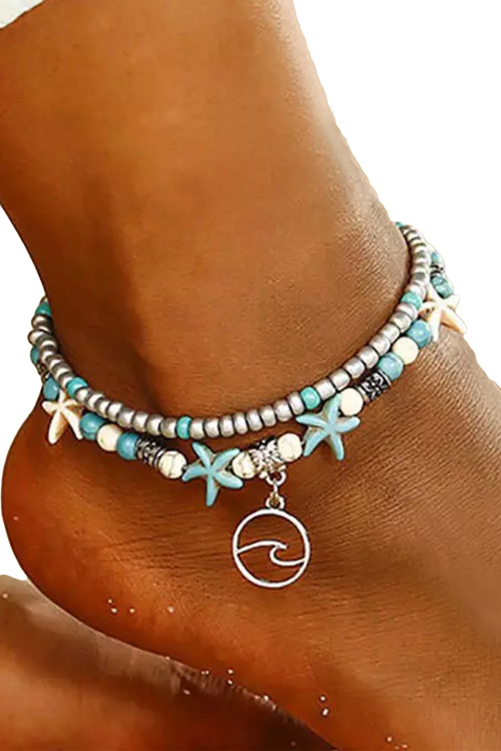 Sky Blue Beach Double Anklet