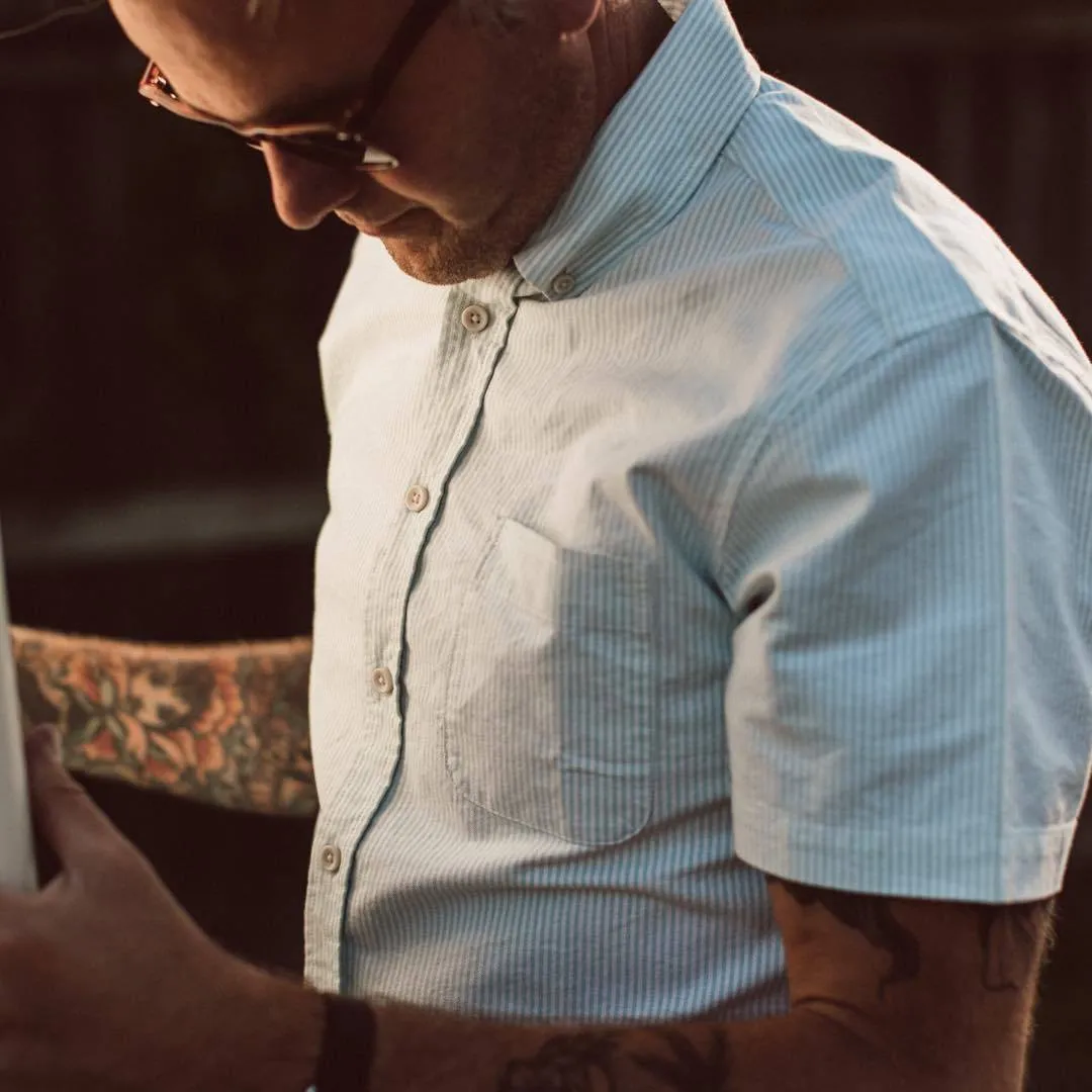 The Short Sleeve Jack in Teal University Stripe