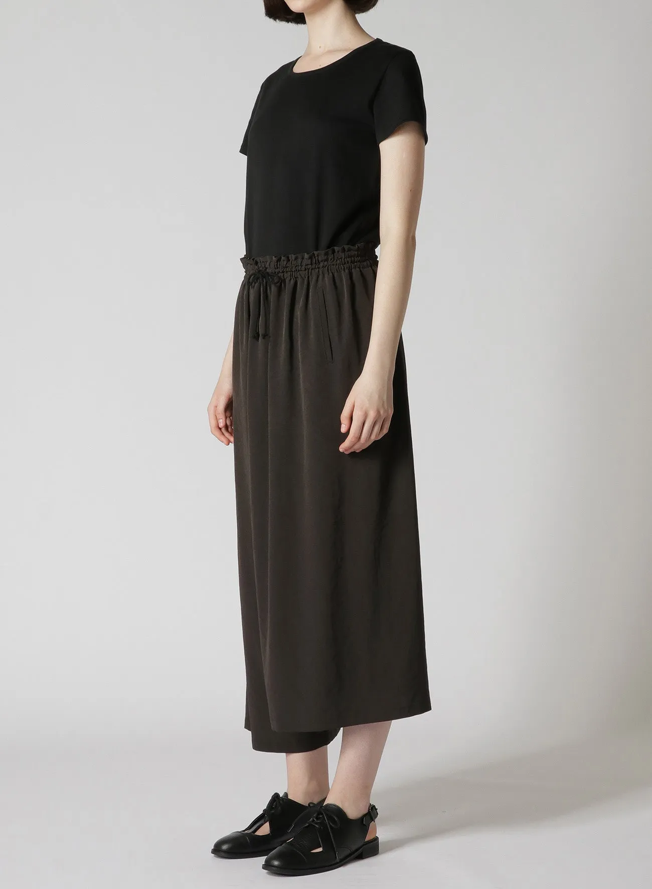 TRIACETATE POLYESTER CREPE de CHINE FRONT TUCK THICK PANTS